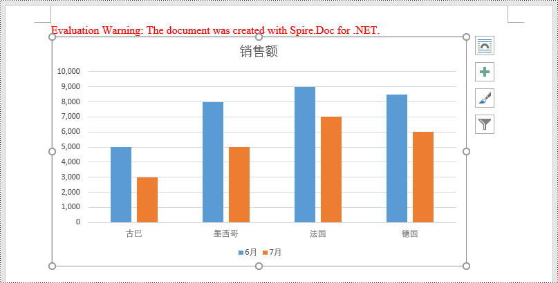 c# 在 word 中创建柱形图