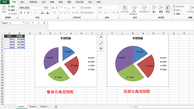 java 在 excel 中添加分离型饼图、环形图