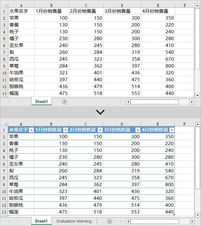 python 添加和删除 excel 中的表格