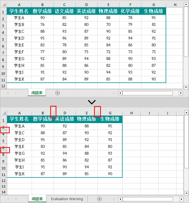 python 在 excel 中隐藏或取消隐藏行和列