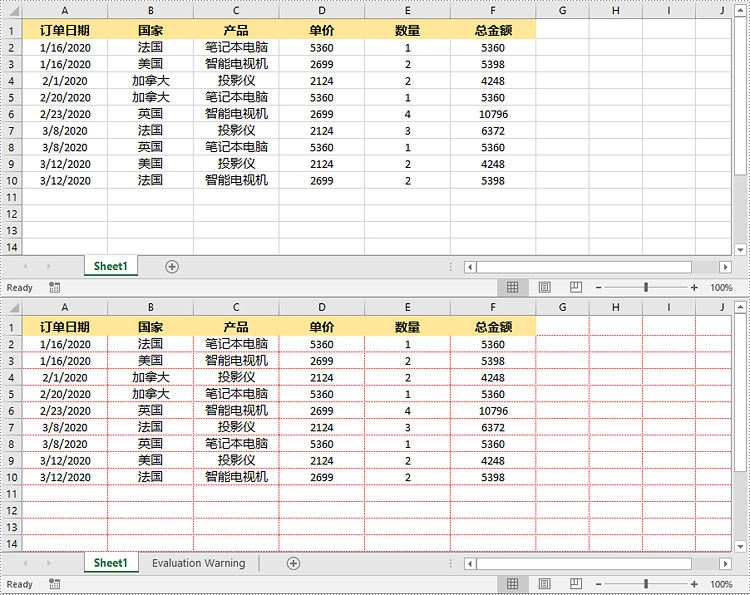 python 在 excel 中隐藏、显示或修改网格线